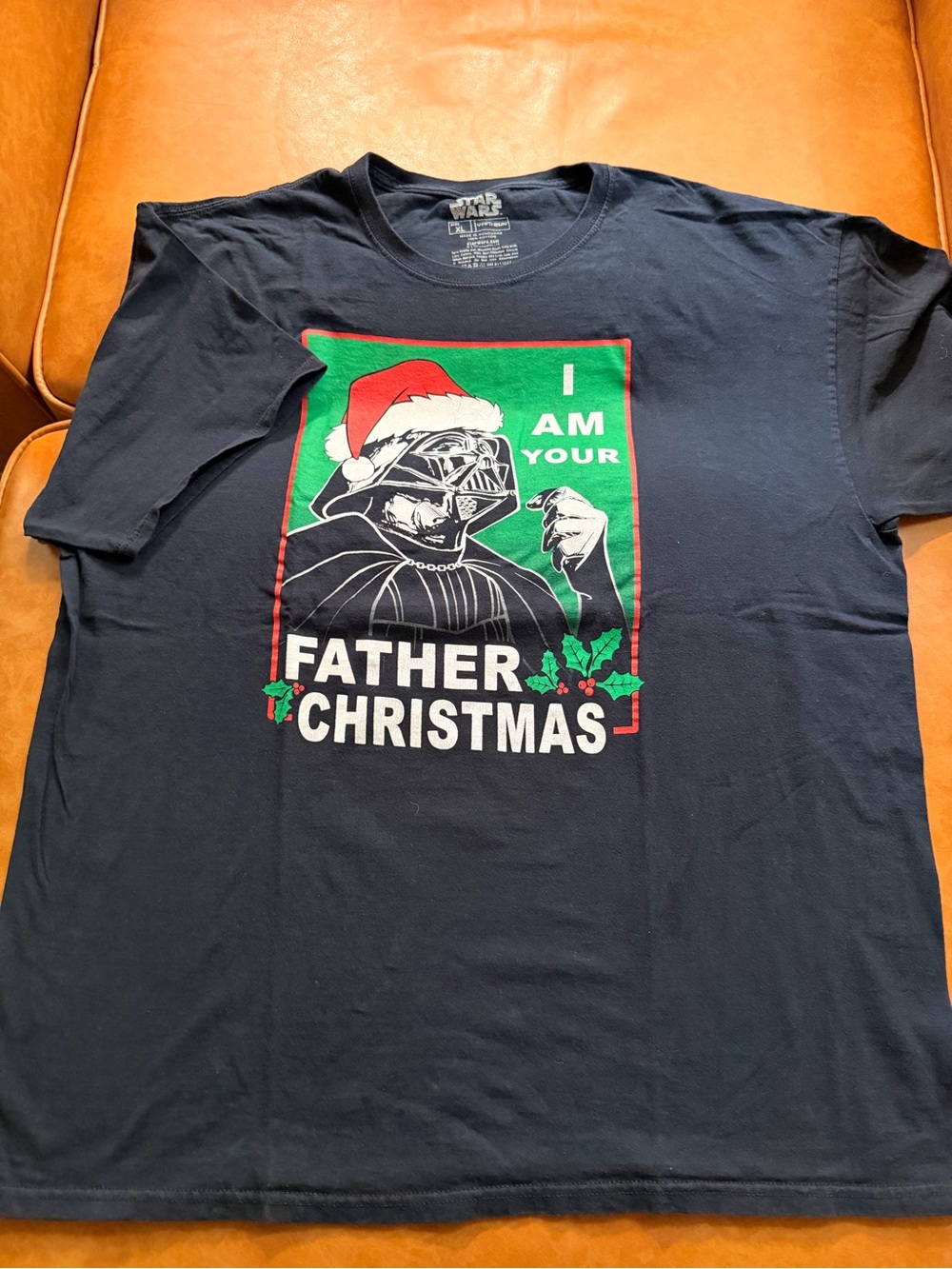 Star Wars Black Holiday Vader Graphic Tee with Red & Green Accents